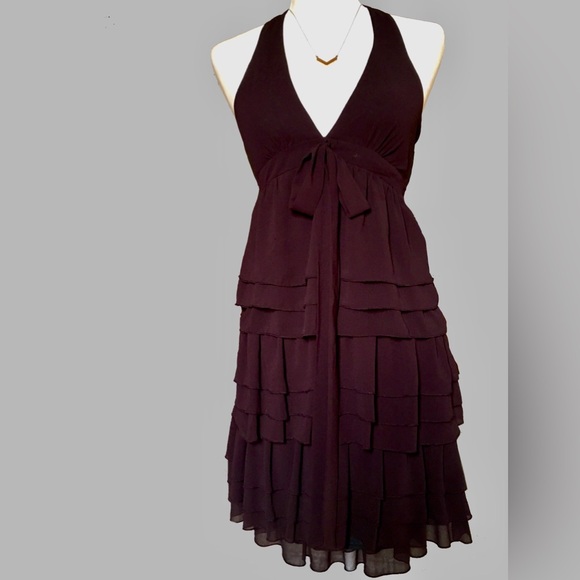 Zara Halter Fit-to-Flare Button Back Ruffle Dress - Picture 1 of 11